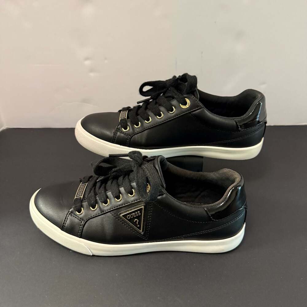 GUESS River Women's Black Low-Top Sneakers with Gold Hardware Size 7.5 - Picture 4 of 15